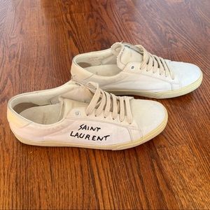 YSL Saint Laurent distressed canvas sneakers size 38